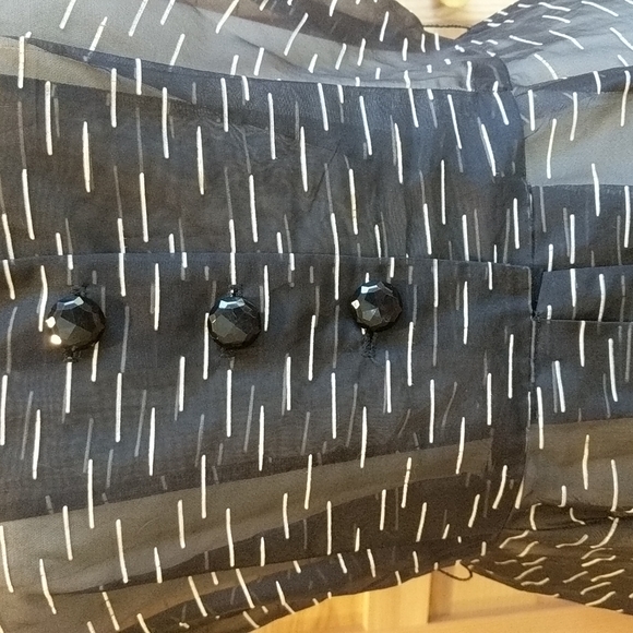 Sheer flocked nylon organza true vintage 1950s shirtwaist dress size M/L - Picture 9 of 17